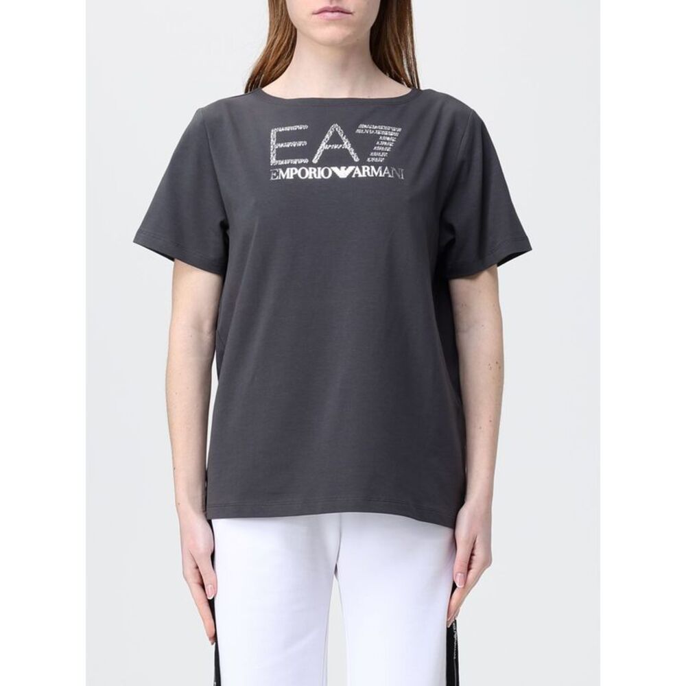 Ea7 Women Cotton T-Shirts With Rhinestone Logo Ea7